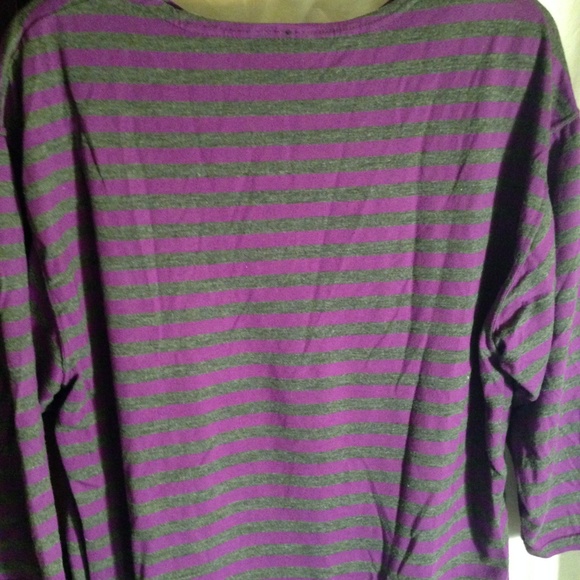 Purple & Heather Gray Striped top,long sleeves - Picture 2 of 4